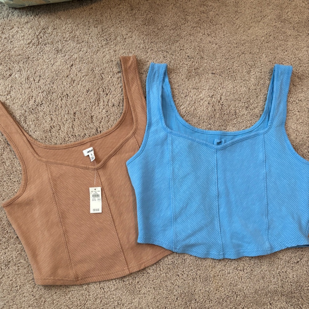Aerie Cropped Ribbed Tanks (2)